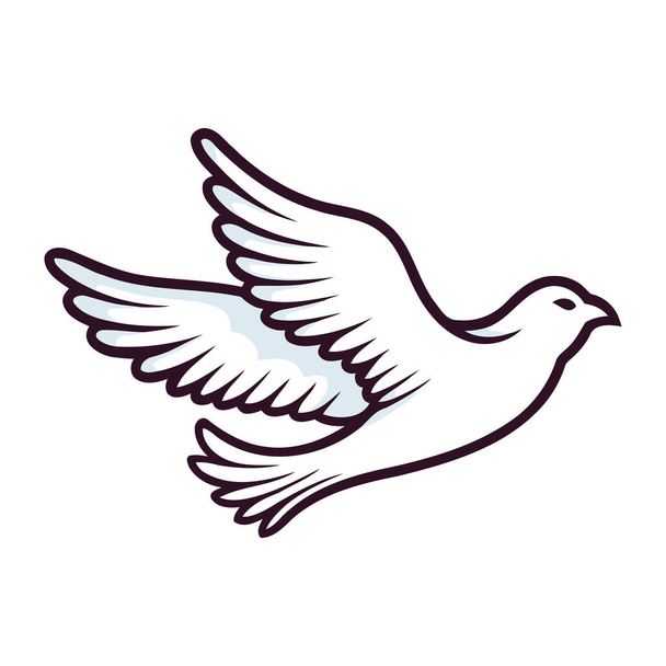 world peace day flying pigeon isolated - Vector, Image