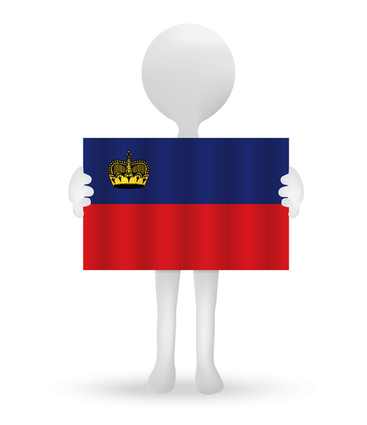 kleine 3d man met een vlag van Vorstendom Liechtenstein - Vector, afbeelding
