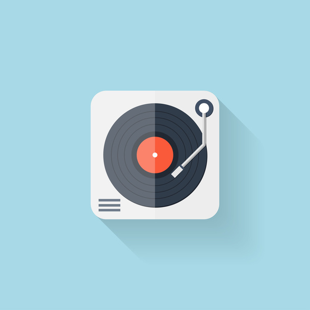 Flat web icon. Vinyl player. - Vector, Image