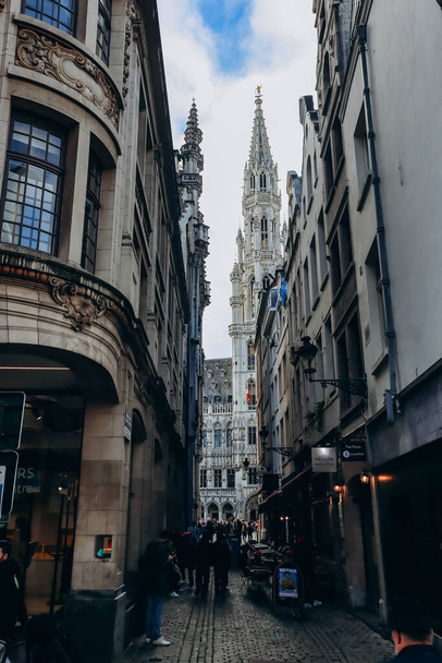 Brussels, Belgium - October 21, 2023: City center of Brussels with beautiful Belgian architecture - Photo, Image