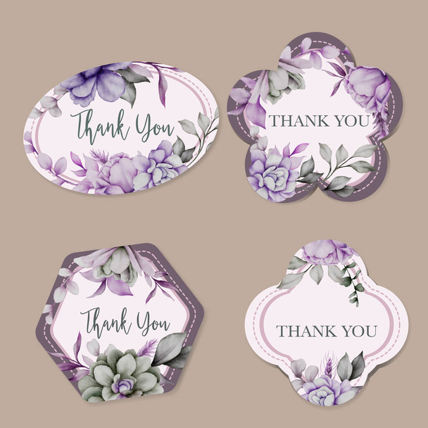 hand painted watercolor flowers label or badge collection - Vector, Image