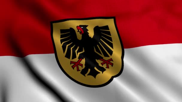 Dortmund City State Flag Germany. Waving Fabric Satin Texture National Flag of Dortmund 3D Illustration. Real Texture Flag of the Dortmund City in the Germany. High Detailed Flag Animation EU City Flags - Footage, Video