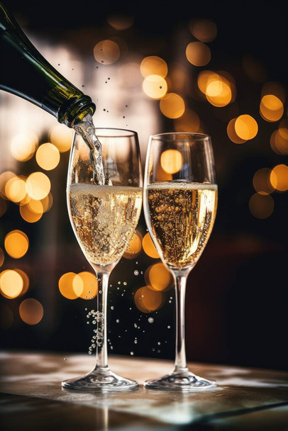 Bulles de célébration : Champagne dans les mariages, anniversaires, et Ch - Photo, image