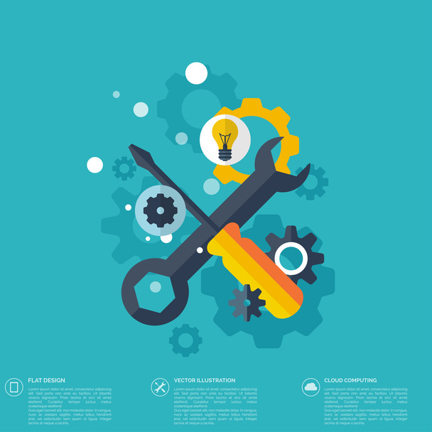 Flat repair icon. Mechanic service concept.  Web site creating. - Vector, Image