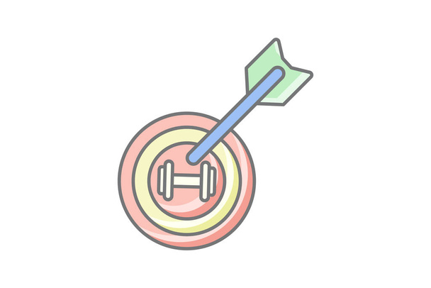 metas de fitness, metas de saúde, ícone isolado no fundo branco ilustração vetorial Pixel perfeito - Vetor, Imagem