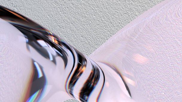Elegant und modern 3D Rendering Abstrakter Hintergrund aus organisch erfrischendem Kristall und Beton mit schöner Geometrie aus Brechung und Reflexion Hochwertige 3D-Illustration - Foto, Bild