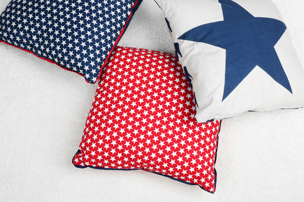 Decorative pillows on plaid close up - Фото, зображення