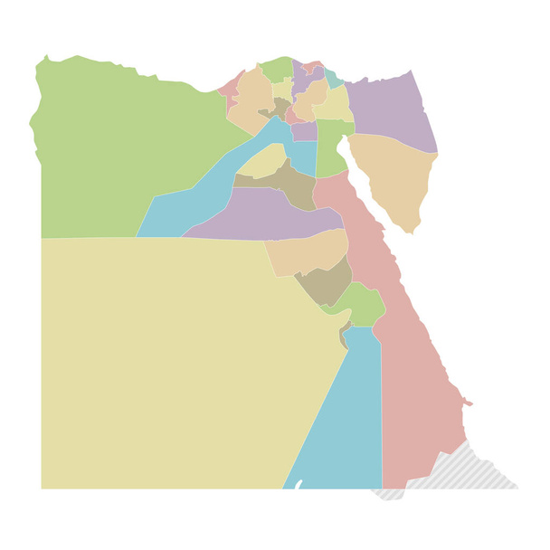 Mapa en blanco vectorial de Egipto con gobernaciones o provincias y divisiones administrativas. Capas editables y claramente etiquetadas. - Vector, Imagen