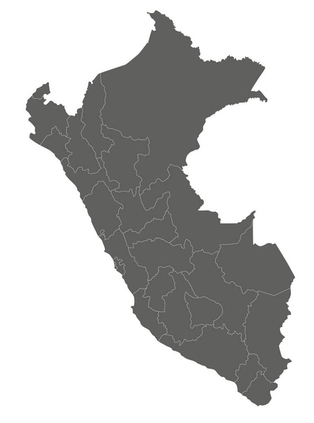Vector κενό χάρτη του Περού με διαμερίσματα, επαρχίες και διοικητικές διαιρέσεις. Επεξεργάσιμα και σαφώς επισημασμένα στρώματα. - Διάνυσμα, εικόνα