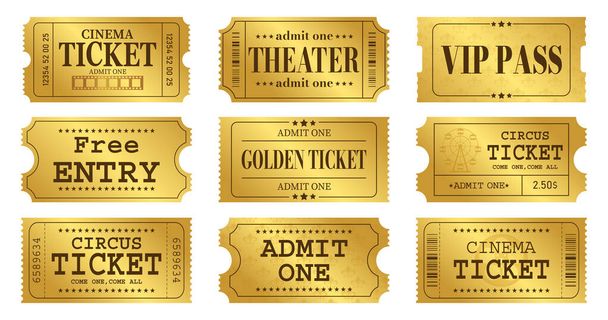 Vector set van gouden ticket template. Nodig ticket uit - Vector, afbeelding