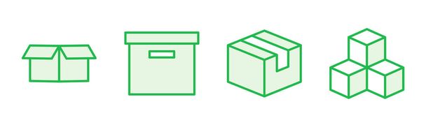 Conjunto de iconos. icono de vector de caja, paquete, paquete - Vector, Imagen