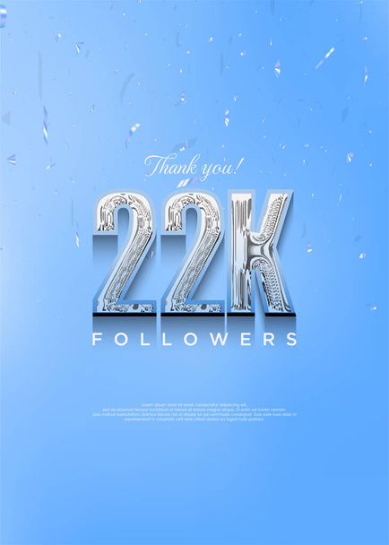 22k спасибо последователям с ярко-голубыми номерами и с прохладной теме. - Вектор,изображение