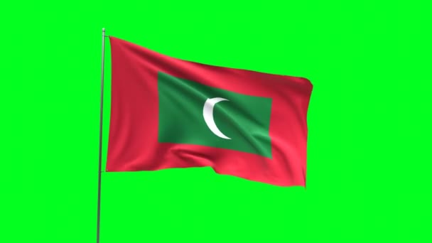 Флаг Мальдив на зеленом фоне, флаг петли видео - Кадры, видео