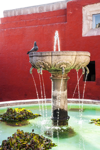У готелі Santa Catalina фонтан у Арекіпа монастир - Фото, зображення