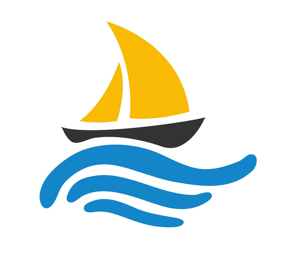 Sailing boat on the water, vector logo - Vetor, Imagem