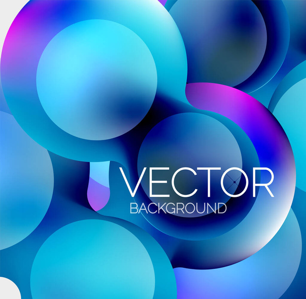 Beautiful flowing round shapes and circles abstract background. Liquid color bubble composition - Vector, Image