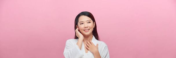Skin care banner. Woman with beauty face and healthy facial skin portrait - Photo, Image