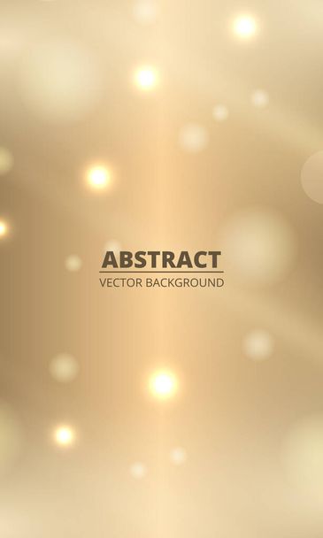 Abstract soft gold festive background with bokeh light effect on vertical banner. Holiday glowing lights with sparkles. Festive defocused lights. Blurred bright abstract bokeh on light background. - Vector, Image