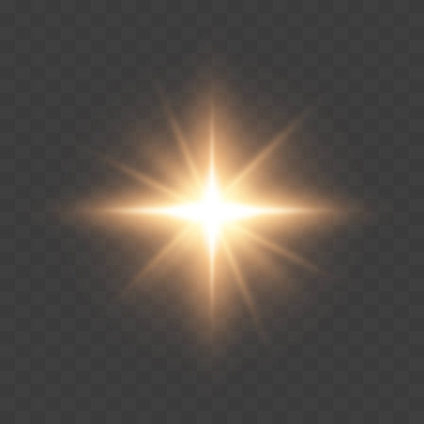 Golden glare. Vector illustration isolated on transparent background. - Vector, Image