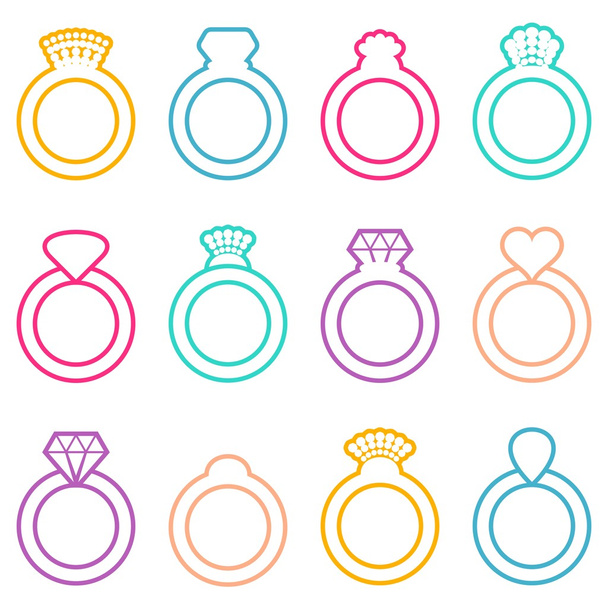 Wedding ring icons  - Vector, Image