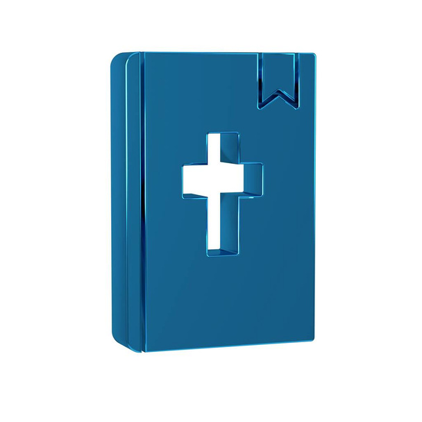 Blue Holy Bijbelboek icoon geïsoleerd op transparante achtergrond. . - Foto, afbeelding