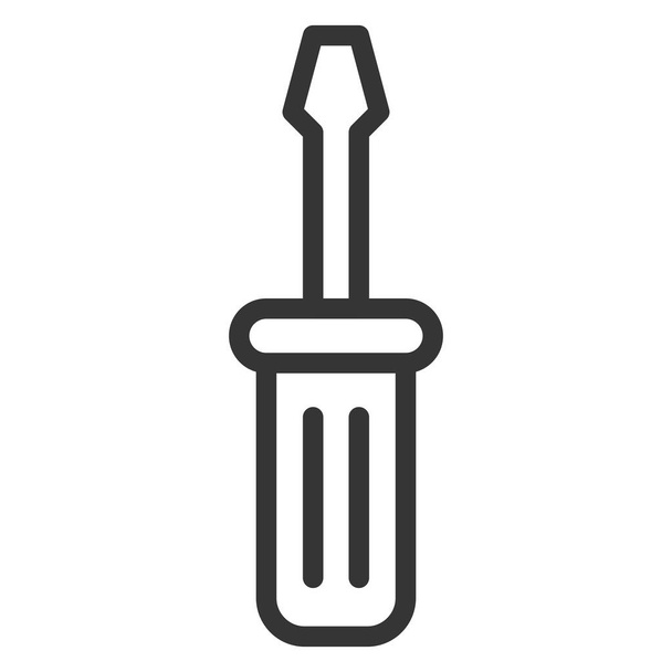 Ferramenta de estilo adesivo ícone item único chave de fenda flathead - Vetor, Imagem