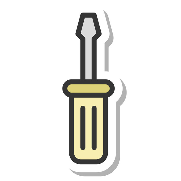 Εργαλείο sticker style single item icon flathead κατσαβίδι - Διάνυσμα, εικόνα
