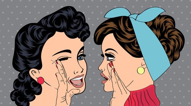 popart retro vrouwen in strips stijl dat gossip - Vector, afbeelding