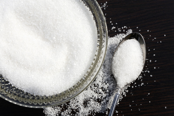 Белый сахар в миске
 - Фото, изображение
