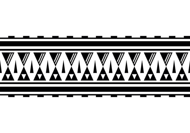 Maori polynesian tattoo bracelet. Tribal sleeve seamless pattern vector. Samoan border tattoo design fore arm or foot. Armband tattoo tribal. band fabric seamless ornament isolated on white background - Vector, Image
