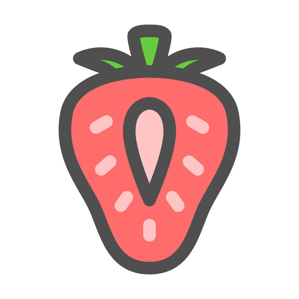Egyszerű gyümölcs egyetlen ikon eper keresztmetszet - Vektor, kép