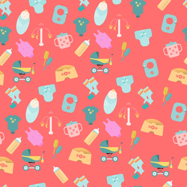 Pattern of baby goods icons. - Vector, Image