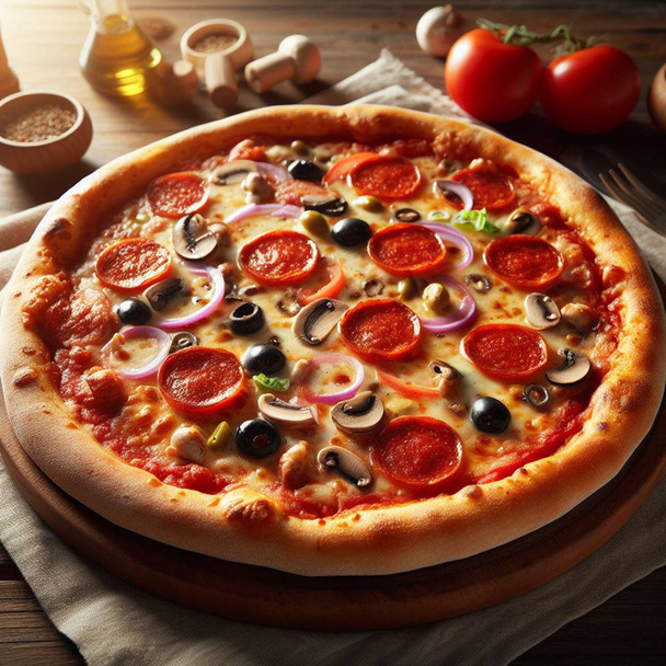 Pizza con verduras frescas
 - Foto, Imagen