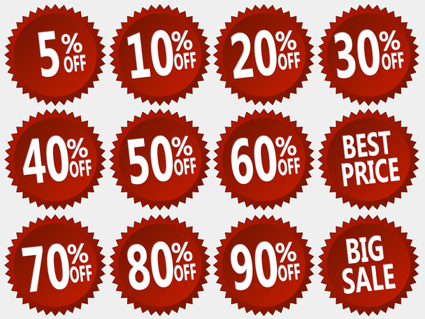 vector collection of red discount stickers set - Vettoriali, immagini