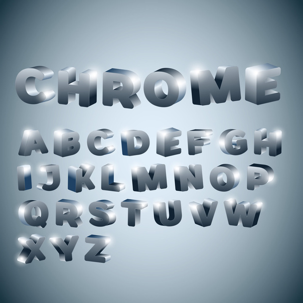 3d Alphabet stylized chrome surface - Wektor, obraz