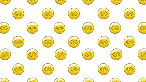 4k Κινούμενα Νομίσματα Δολαρίου Σχεδιασμός Μοτίβο. ΗΠΑ Δολάριο Animated Υφή. Μπορεί να χρησιμοποιηθεί ως ταπετσαρία κίνησης, banner ή πρότυπο κάρτας. Economy Concept Motion 3D Σχεδιασμός Μοτίβο Χρυσά δολάρια Υφή. - Πλάνα, βίντεο