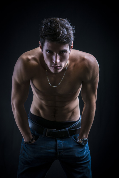 Handsome muscular shirtless young man - Fotoğraf, Görsel