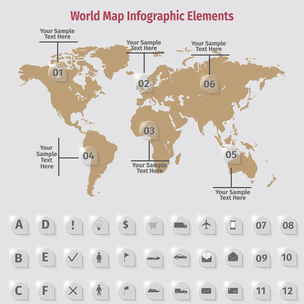 World map infographic elements - Wektor, obraz