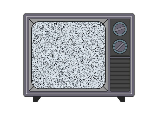 Retro TV s bílým šumem na obrazovce. Klasická elektronika. Vektorové ilustrace izolované na bílém pozadí. - Vektor, obrázek