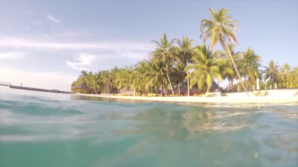 Natation vers une île exotique station balnéaire
 - Séquence, vidéo