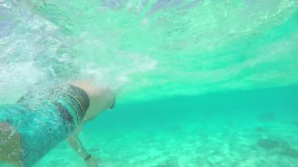 Człowiek, pływanie w jasne, Ocean Indyjski - Materiał filmowy, wideo