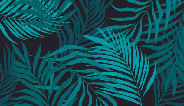 緑の葉パーム花柄のラインアートプリントデザイン. 壁の印刷のための植物的な壁の芸術のベクトル抽象的な芸術の設計. - ベクター画像
