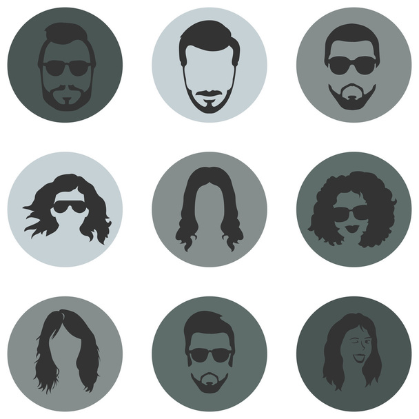 Set of Hairstyles Icons - Vector, Image