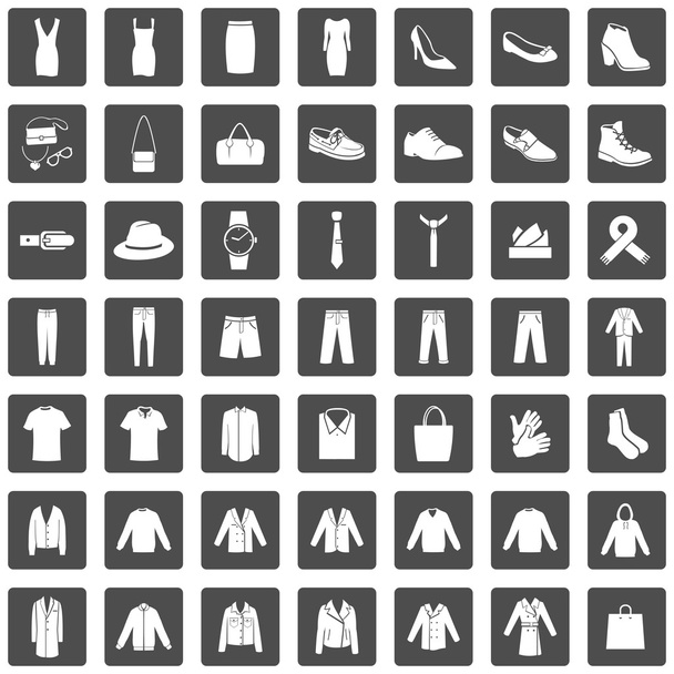 Set van 49 kleren pictogrammen - Vector, afbeelding