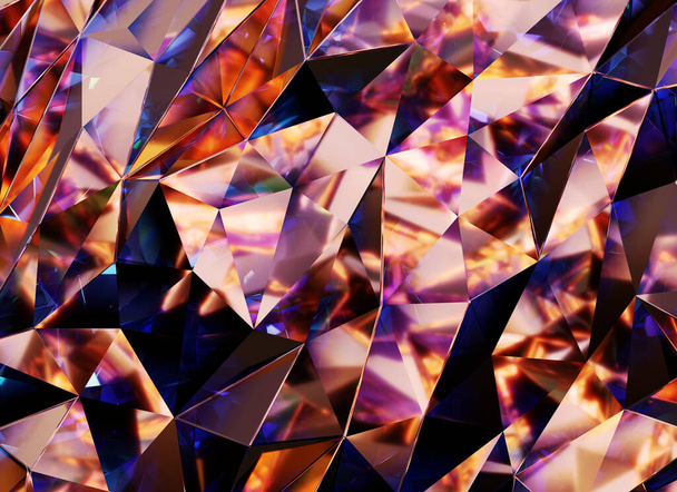 Luxusní abstraktní barevné realistické krystaly textura s hranolovým spektrem žíravá reflexe Zavřít pozadí 3D vykreslování - Fotografie, Obrázek