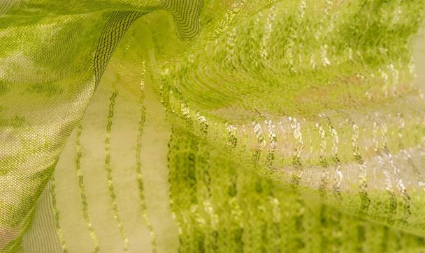 絹織物、緑褐色、抽象的な背景高級布や液体波やグランジ絹の質感の波状の折り目サテンベルベット材料や豪華なクリスマスの背景やエレガントな壁紙のデザイン - 写真・画像