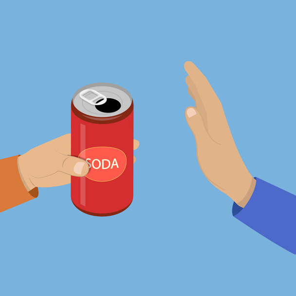3D Isometric Flat Vector Illustration of Say No To Soda Drink, Stop Unhealthy Drinking - Vector, Image