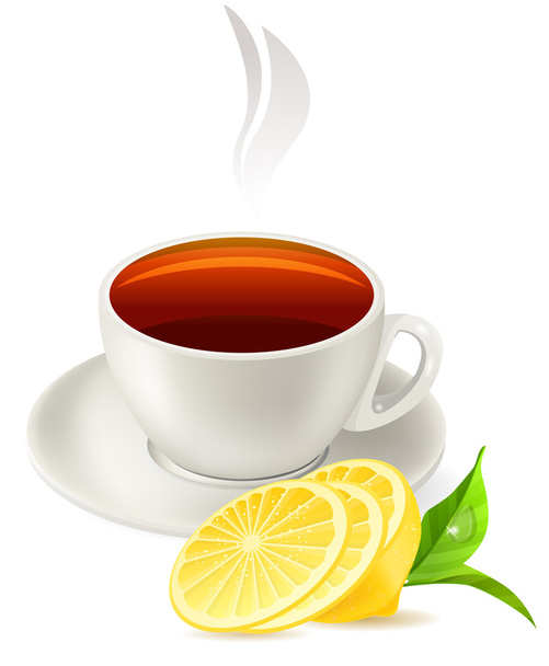 Cup of tea on white background - Διάνυσμα, εικόνα