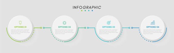 Modèle de conception infographique d'entreprise avec 4 icônes ou étapes. - Vecteur, image