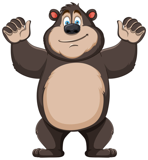 Una vibrante y alegre ilustración del personaje del oso de dibujos animados - Vector, Imagen